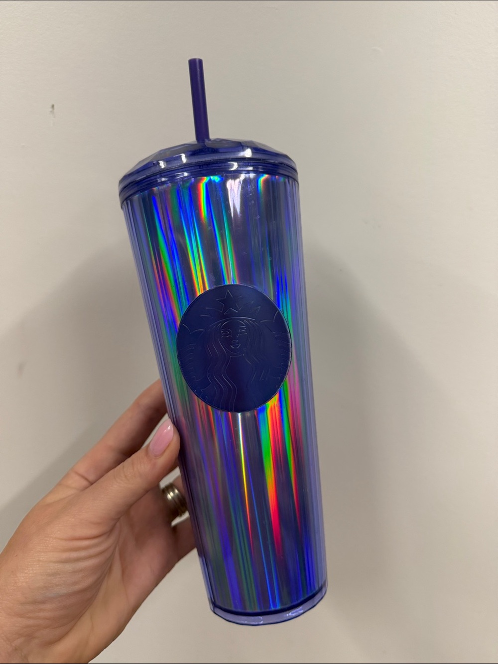 Starbucks Iridescent Purple lilac Holographic Tumbler with Straw 24fl oz dome